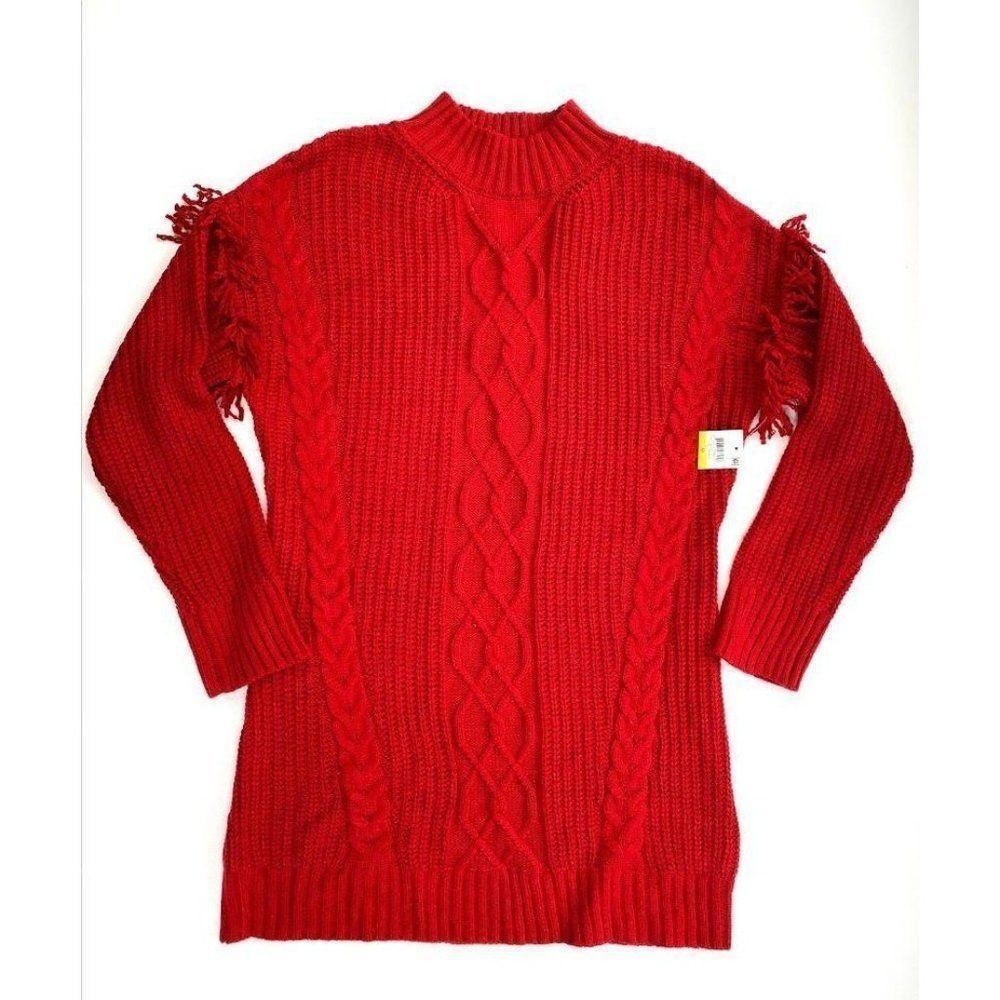 ‎American Rag Tunic Sweater Juniors' Mixed-Knit Red